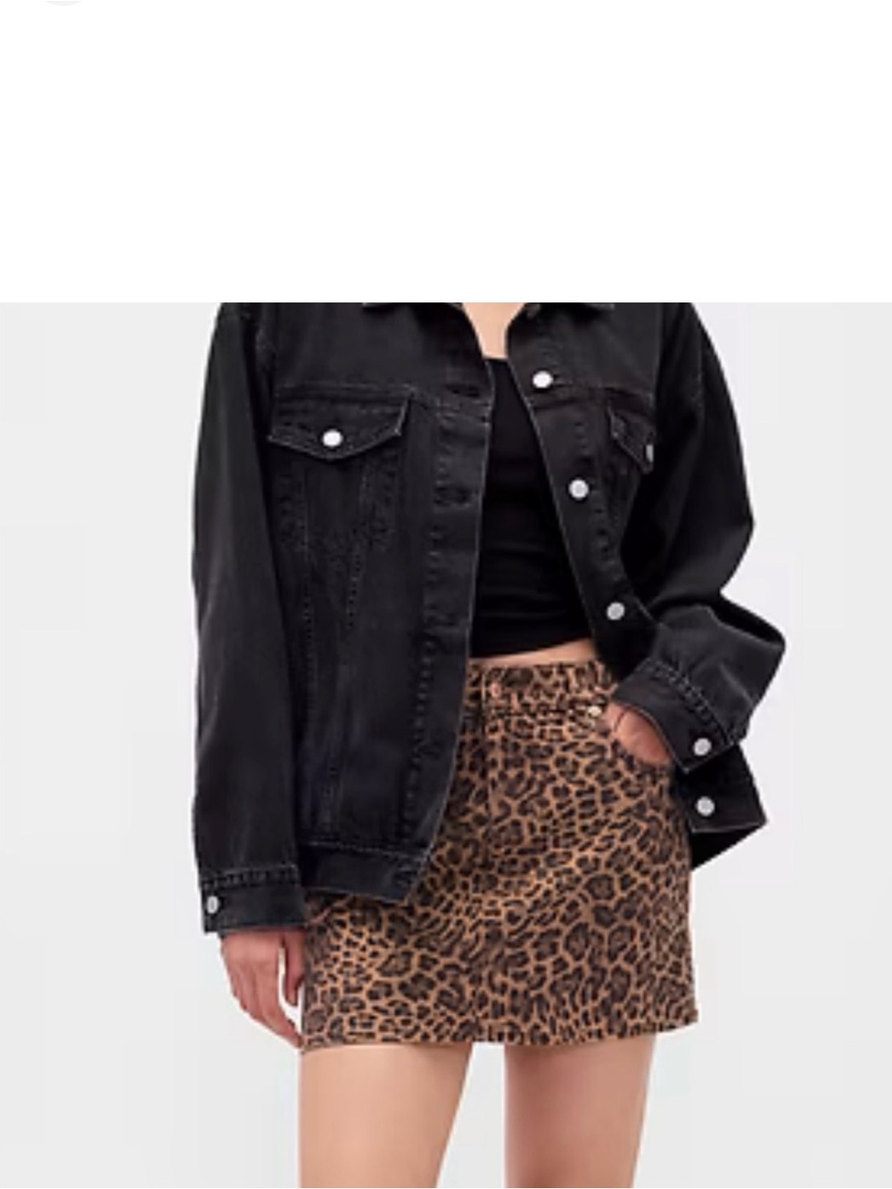 GAP Leopard Print Jean Mini Skirt